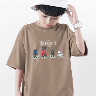 🔥 9.9 SALE 🔥 ® เสื้อยืดเด็ก Oversize อายุ 4-9 ปี Gangster Skibidi Toilet สีเบจ Kols