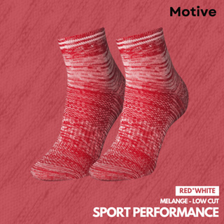 MOTIVE SOCK SPORT PERFORMANCE MELANGE WHITE/RED LOW CUT - ถุงเท้าสำหรับออกกำลังกาย
