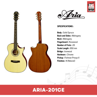 ARIA-201CE กีตาร์โปร่งไฟฟ้า TOP SOLID SPRUCE