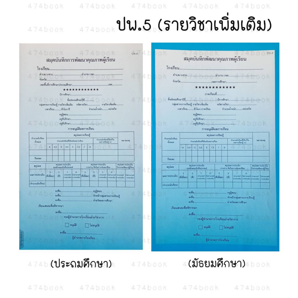 สมุดบันทึกการพัฒนาคุณภาพผู้เรียน ปพ.๕ รายวิชาเพิ่มเติม ระดับชั้น ประถม ...