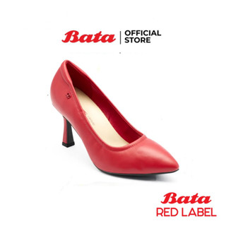 BATA บาจา RED LABEL รองเท้าส้นสูงหุ้มส้น ใส่ออกงาน ดีไซน์เรียบหรู ทรงสวยใส่ง่าย  สูง 3 นิ้ว สำหรับผู้หญิง - สีแดง 7605335