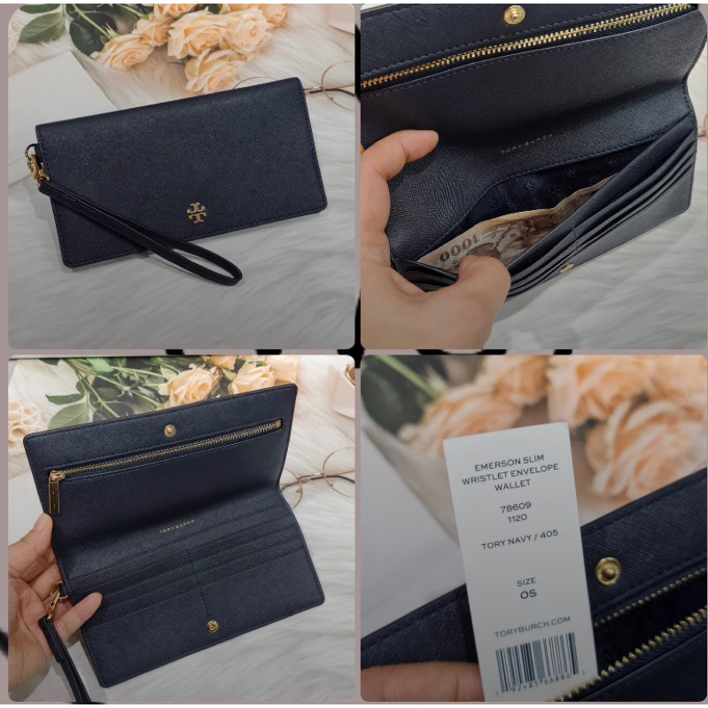 แท้-พร้อมส่ง-tory-burch-78609-emerson-slim-wristlet-envelope-wallet