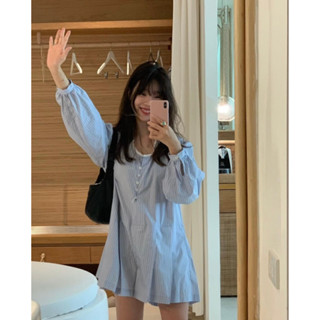 (พร้อมส่ง) Baby blue jumpsuit 🥐🥂 C3880 จั๊มสูทขาสั้น จั๊มสูทมินิมอล เดรสสั้นมินิมอล เดรสสั้น