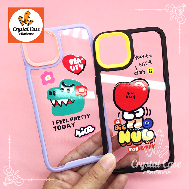 oppo-a5-a9-2020-a15-a16-a17-reno7z-5g-เคสขอบสีหลังใสกันเลนส์กล้องสีสดใส-พิมพ์ลายการ์ตูน