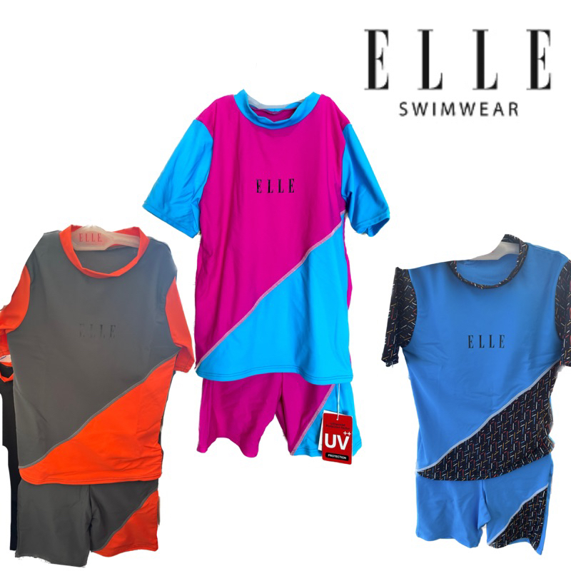 ชุดว่ายน้ำเด็ก-elle-แท้-unisex-เสื้อ-กางเกง-กัน-uv