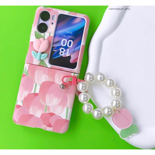 เคส Oppo Find N2 Flip เคสดอกไม้สีหวาน🌷ติดดอกไม้ 3D+สายคล้อง สายหวานมากก