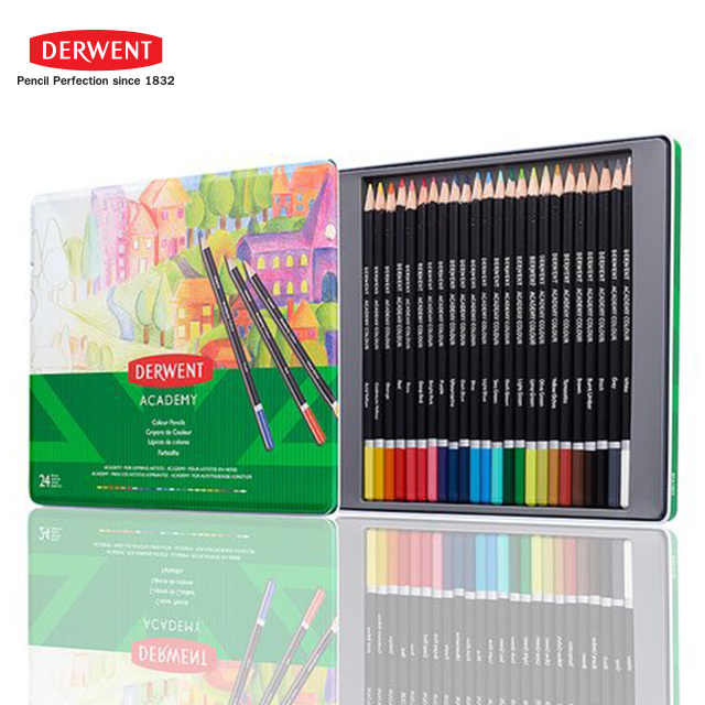 derwent-สีไม้-academy-12-24-สี-coloured-pencil-12-24-tin-1-กล่อง