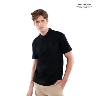 ARROW POLO เสื้อยืดโปโล ทรง COMFORT FIT ผ้าCotton 100% สีดำ MPCC815S3CRBL