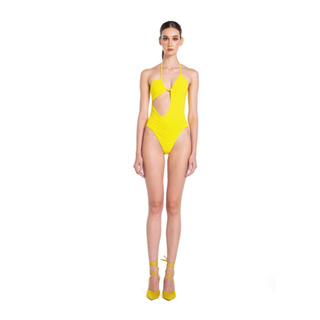 Angelys Balek ชุดว่ายน้ำ Halter String Wrap Cutout Swimsuit  รุ่นSS23SW00108306 สีเหลือง