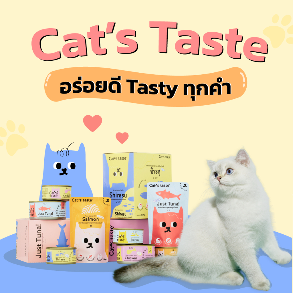 ยกโหล-cats-taste-อาหารเปียกแมวแบบ-แพ็ค-12-ซอง-สูตรลูกแมวและแมวโต-ลูกแมว70g-แมวโต75g