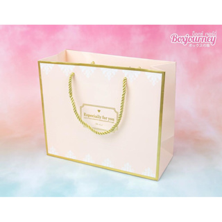 Boxjourney ถุงกระดาษ หูเชือก สีชมพู ลาย Especially for you (10x24x20ซม.)(5ชิ้น)