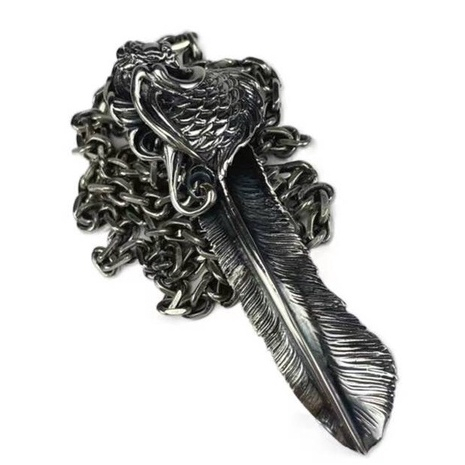 925-เงินสเตอร์ลิง-seiko-deep-black-big-phoenix-feather-จี้-charm-สำหรับผู้ชายและผู้หญิง