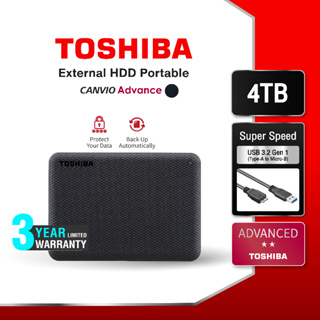 ภาพขนาดย่อของสินค้าToshiba External HDD (2TB) USB 3.2 SuperSpeed, รุ่น (Canvio Advance V10) Security Auto-backup 2.5" สีดำ ฮาร์ดดิสพกพา (TSB-HDTCA20AK3AA)