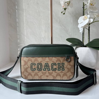 COACH CE638 GRAHAM CROSSBODY IN SIGNATURE CANVAS WITH VARSITY MOTIF STYLE
