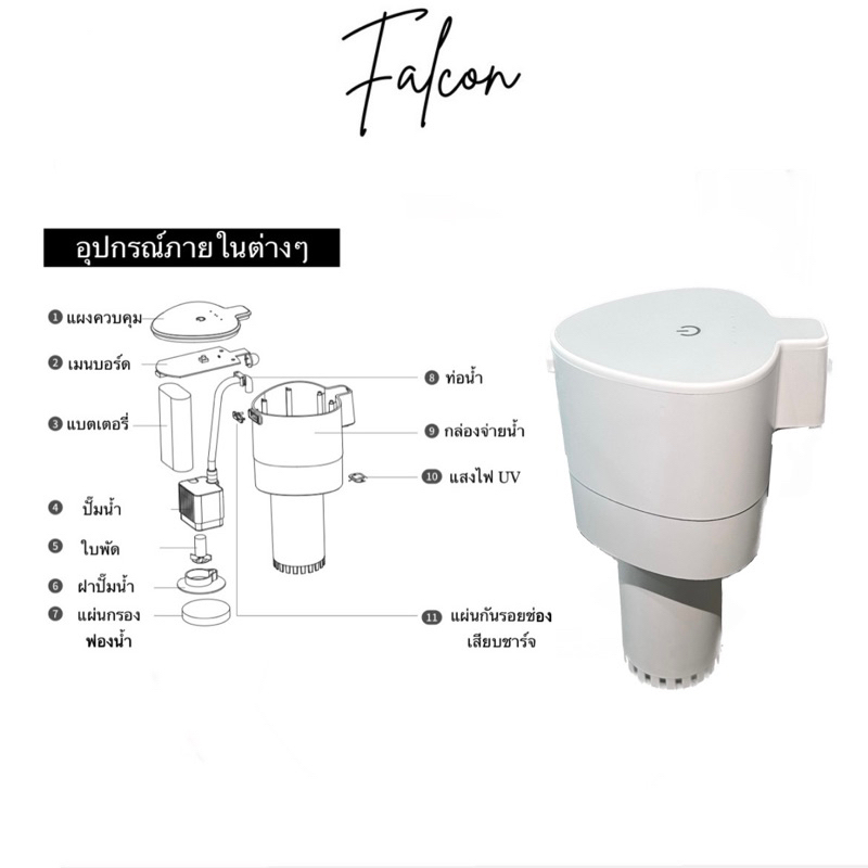 falcon-น้ำพุแมว-น้ำพุไร้สาย-มีระบบตัดไฟอัตโนมัติ