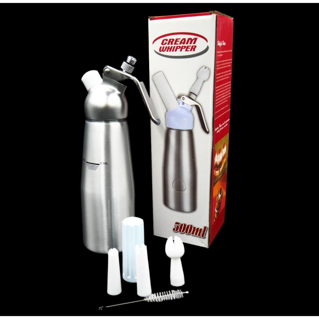ขวดทำวิปครีม ขนาด 500 ml CREAM WHIPPER 500 ml สีเทา หัวอลูมีเนียม พร้อม