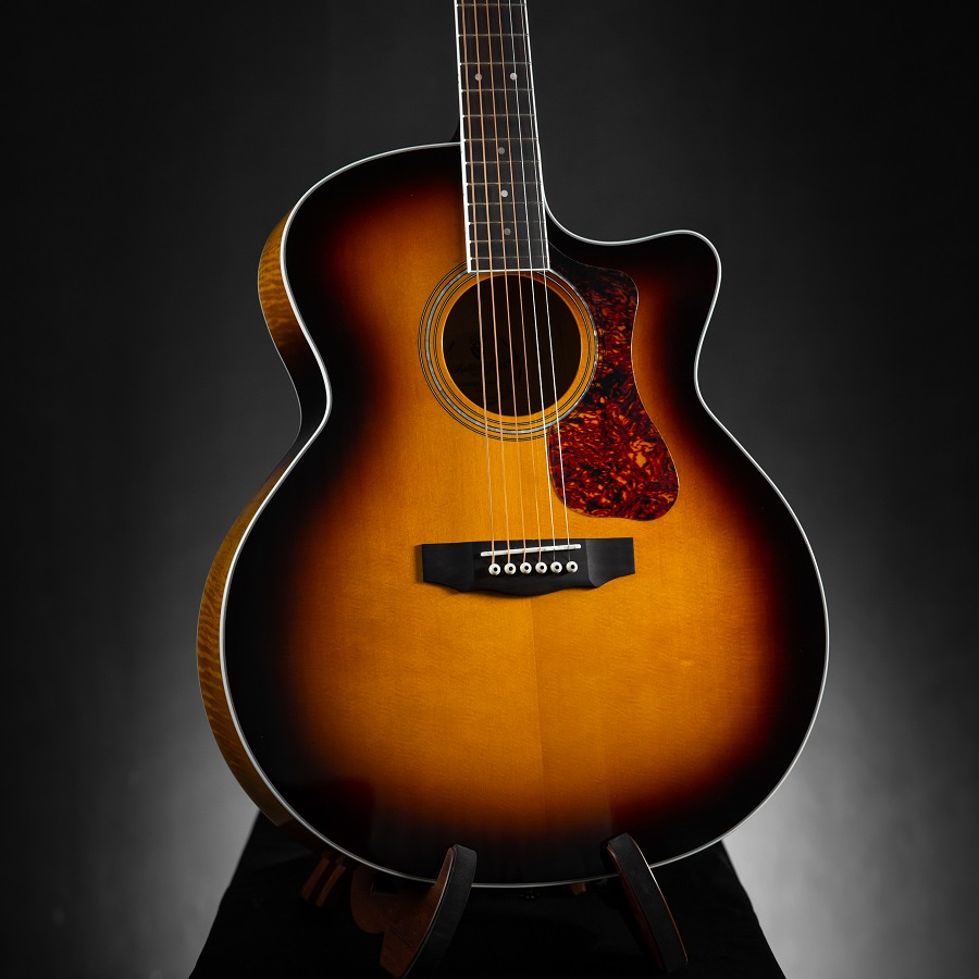 กีต้าร์โปร่ง-guild-f-250ce-deluxe-atb-solid-sitka-spruce-flamed-maple-กีตาร์-acoustic-guitar-กีตาร์โปร่ง