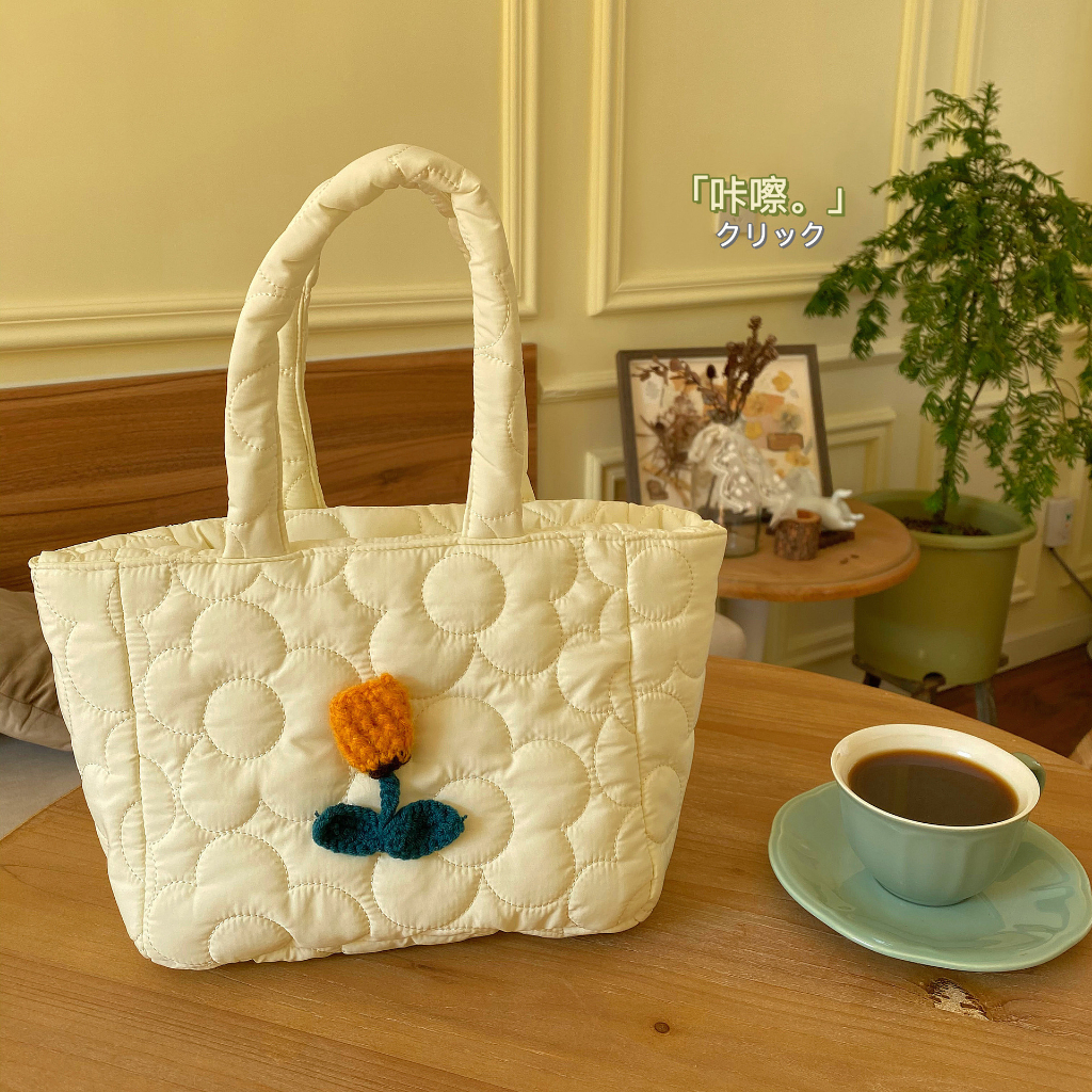 พร้อมส่ง-tulip-flower-bag-กระเป๋าถือ-กระเป๋าทิวลิป-กระเป๋าสีขาว-กระเป๋าน่ารัก