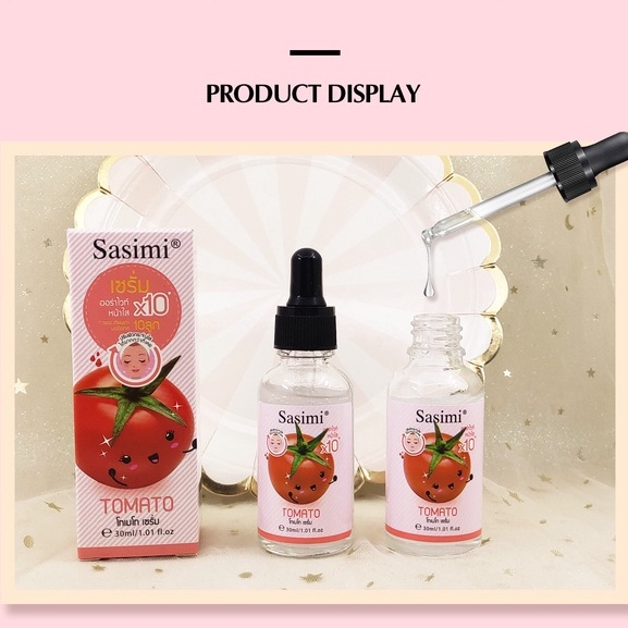 เซรั่ม-sasimi-tomato-serum-30-ml-เซรั่มมะเขือเทศ-สูตรออร่าไวท์หน้าใสx10-เผยผิวกระจ่างใส-บอกลาปัญหาสิว
