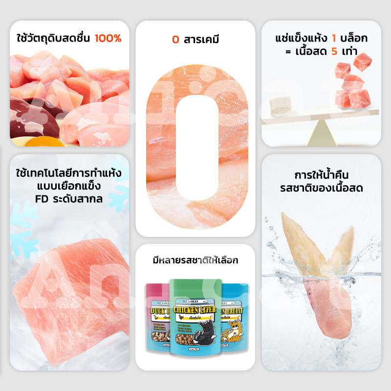 anicat-อกไก่ฟรีซดราย-ขนมแมว-อาหารเสริมแมว-อกไก่-ขนมแมวฟรีซดราย-ฟรีซดราย-อกไก่แมว-100-อกไก่ฟรีซดราย-50g-freeze-dried-แมว