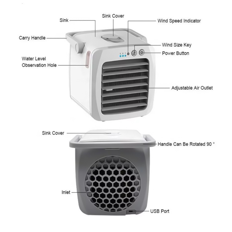 ภาพสินค้าMini air cooler แอร์มินิ เครื่องทำความเย็น,พัดลมพกพา,แอร์เคลื่อนที่,พัดลมไอน้ํา,เครื่องทําความเย็น,ขนาดเล็กพกพาง่าย เก็บ จากร้าน swoan51.th บน Shopee ภาพที่ 6