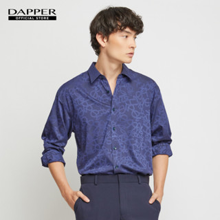 DAPPER เสื้อเชิ้ตลำลองแขนยาว DP Monogram (Jacquard) สีน้ำเงิน (BCLN1/093TJ)