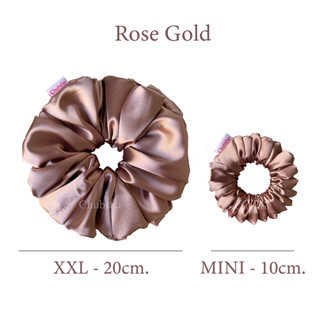 Rose Gold ยางรัดผมผ้าซาติน หนานุ่ม Satin Scrunchies ยางมัดผม ยางรัดผมโดนัท