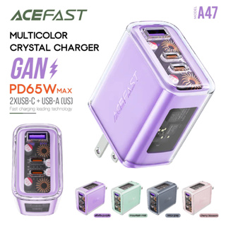 Acefast รุ่น A47 หัวชาร์จ ชาร์จเร็ว PD65W GaN (2xUSB-C + USB-A) อะแดปเตอร์ หัว US Adapter มี4สีให้เลือก