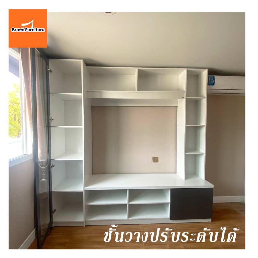 ชุดโฮม-ชุดวางทีวี-ตู้โชว์-ชั้นวางของ-w200x42x200cm-มี3สี-สินค้ามีพร้อมส่ง-brownfurniture