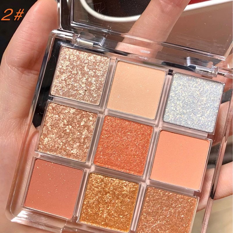 พร้อมส่ง-eye-shadow-อายแชโดว์พาเลท-9-สี-เนื้อดินน้ำมัน-เนื้อใยไหม-ประกายชิมเมอร์-กันน้ำ-กันเหงื่อ