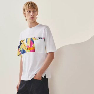 Hermès "Poche en rayure imprime" t-shirt/ของแท้ 100%
