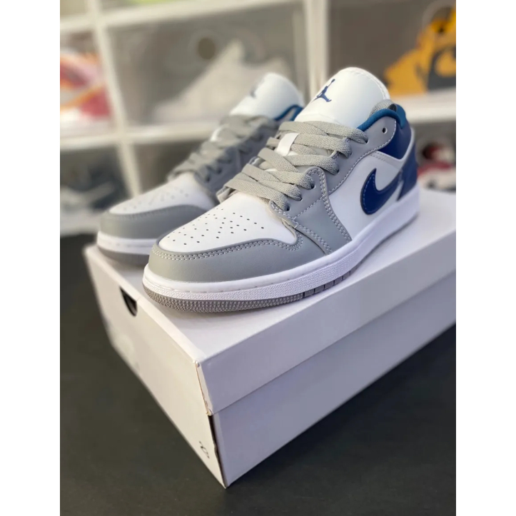 nike-jordan-air-jordan-1-low-vintage-basketball-shoes-gray-blue-ของแท้-100