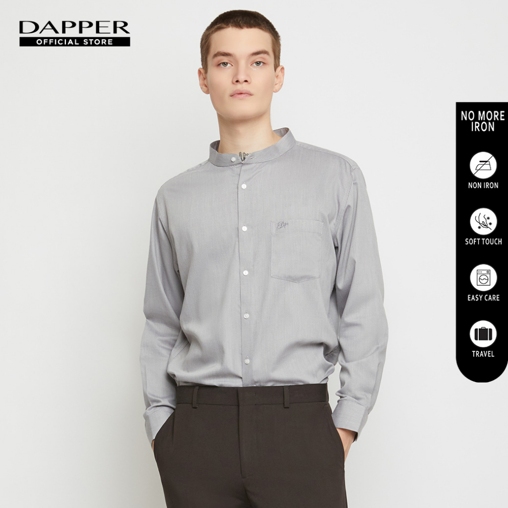 dapper-เสื้อเชิ้ตทำงานคอจีน-no-more-iron-ทรง-regular-fit-สีดำ-bslb1-105mn