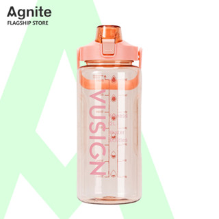 Agnite ขวดน้ำ 2 ลิตร ขวดน้ำพกพา กระบอกน้ำ มีมาตรบอกระดับน้ำ ผลิตจากพลาสติกคุณภาพสูง มีหลอดดูดในตัว Water Bottle