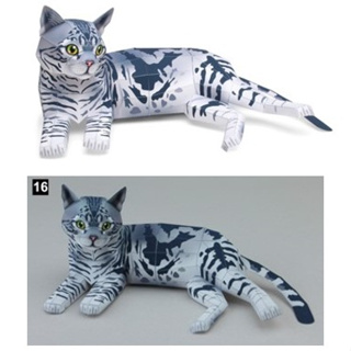 โมเดลกระดาษ 3D : แมว อเมริกันช็อตแฮร์ ตัวผู้นอนเล่น กระดาษโฟโต้เนื้อด้าน  กันละอองน้ำ ขนาด A4 220g.