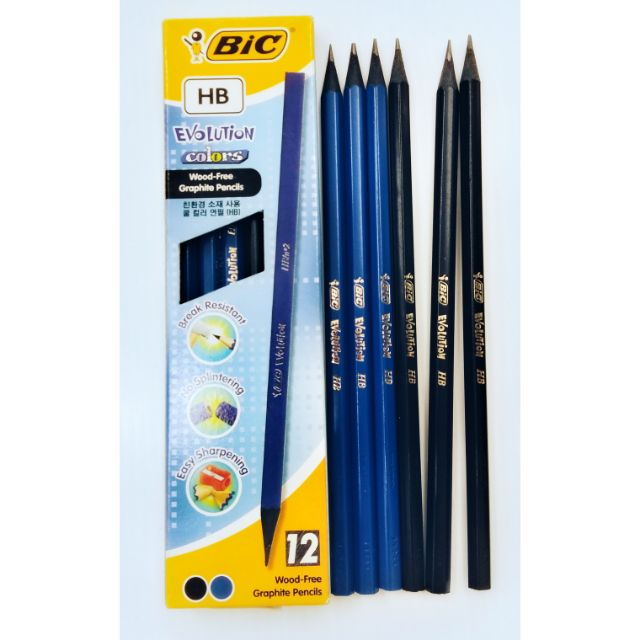 bic-บิ๊ก-ดินสอ-ดินสอกราไฟท์-ดินสอดำ-evolution-boy-โปร-1เเถม-1-จำนวน-24-ด้าม-คละด้ามสีดำ-ด้ามน้ำเงิน