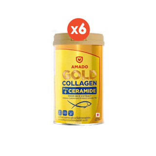 Amado Gold Collagen Ceramide อมาโด้ โกลด์ คอลลาเจน พลัส เซราไมด์ (150 กรัม x 6 กระปุก)