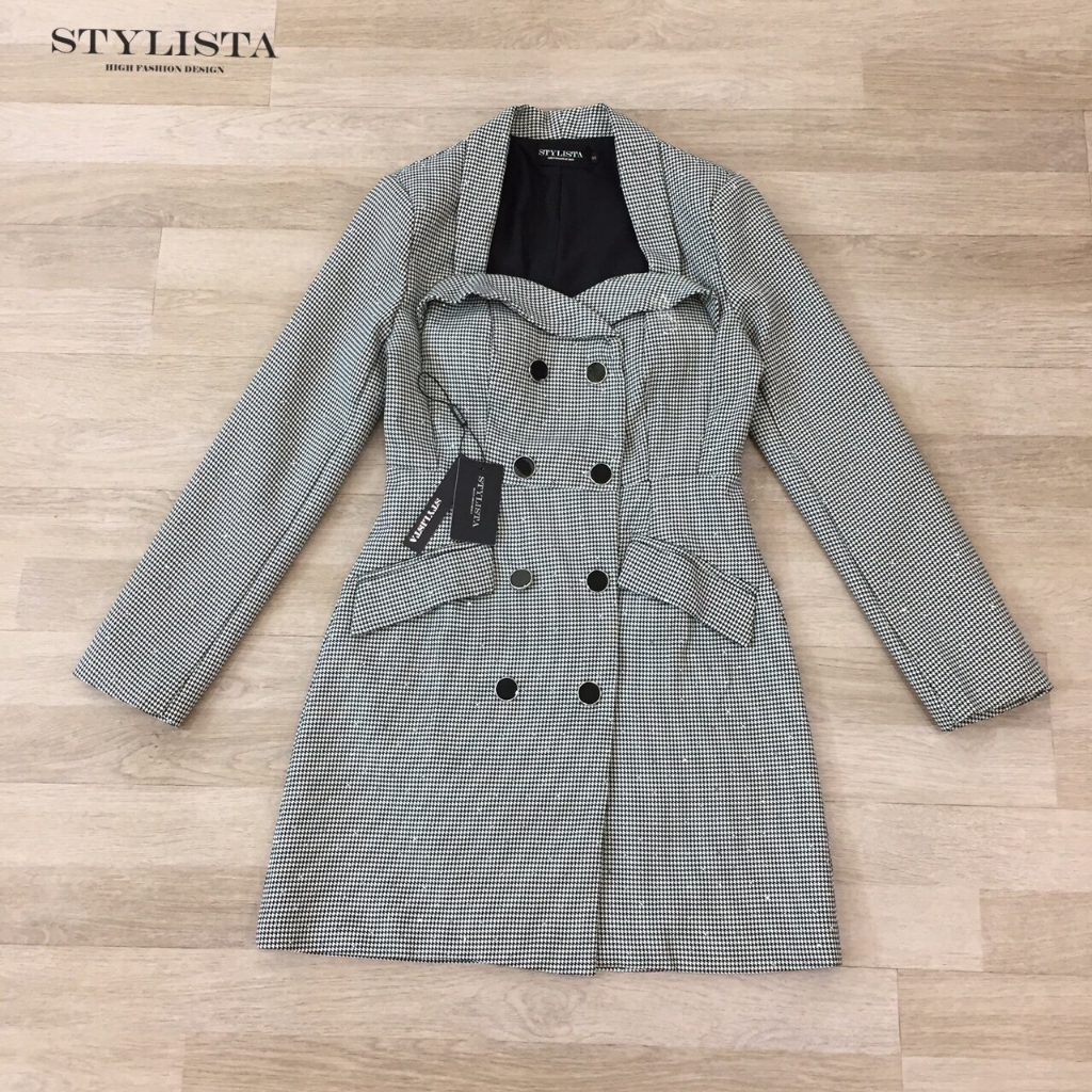 stylista-เดรสสูทเเขนยาว-กระดุมด้านหน้า-เช็คสต๊อกก่อนกดสั่ง