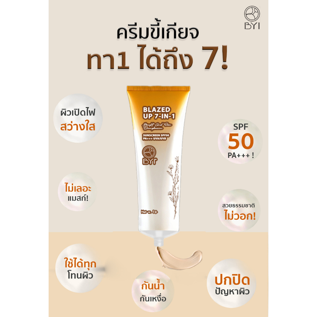 ครีมขี้เกียจ-5g-เวชสำอาง-blazed-up-spf50-pa-กันแดดหน้า50-ครีมกันแดด-ครีมกันแดดรองพื้น-รองพื้นกันแดด-ครีมหน้าขาว-blu05-x1