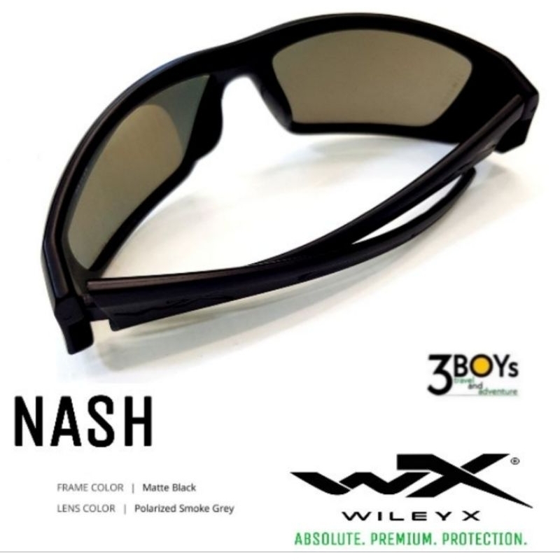 แว่นตา-wiley-x-รุ่น-nash-polarized-เลนส์โพลาไรซ์-สีเทา-ตัดแสงสะท้อน-ให้ความสบายยามสวมใส่-กรอบเต็มสีดำ-มาพร้อมกระเป๋า