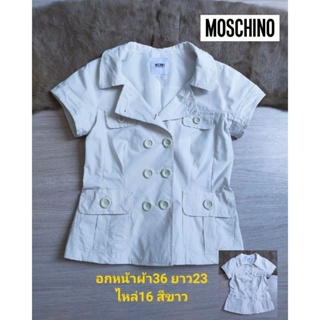 moschino แท้ มาพร้อมป้าย เสื้อทรงโค้ท ระบายหลัง สวยมากค่ะ งานสวย ขนาดไซส์ดูภาพแรกค่ะ