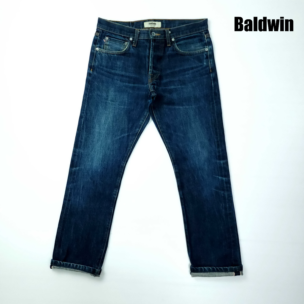 ยีนส์-baldwin-ริมแดง-เอว-32-ผ้าด้าน-สีเข้ม-ขากระบอกเล็ก-made-in-usa