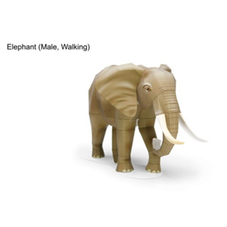 โมเดลกระดาษ 3D : ช้างตัวผู้กำลังเดิน กระดาษโฟโต้เนื้อด้าน  กันละอองน้ำ ขนาด A4 220g.