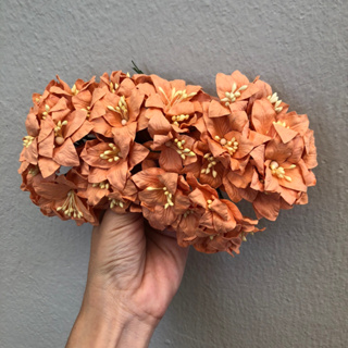 ดอกไม้กระดาษสาดอกไม้ขนาดใหญ่สีส้ม  ดอกไม้ประดิษฐ์สำหรับงานฝีมือและตกแต่ง พร้อมส่ง F65