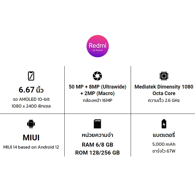 redmi-note-12-pro-12-pro-plus-5g-เรดหมี่-ram-8-256gb-ประกันศูนย์-15-เดือน-ประกันจอ-1-ปี