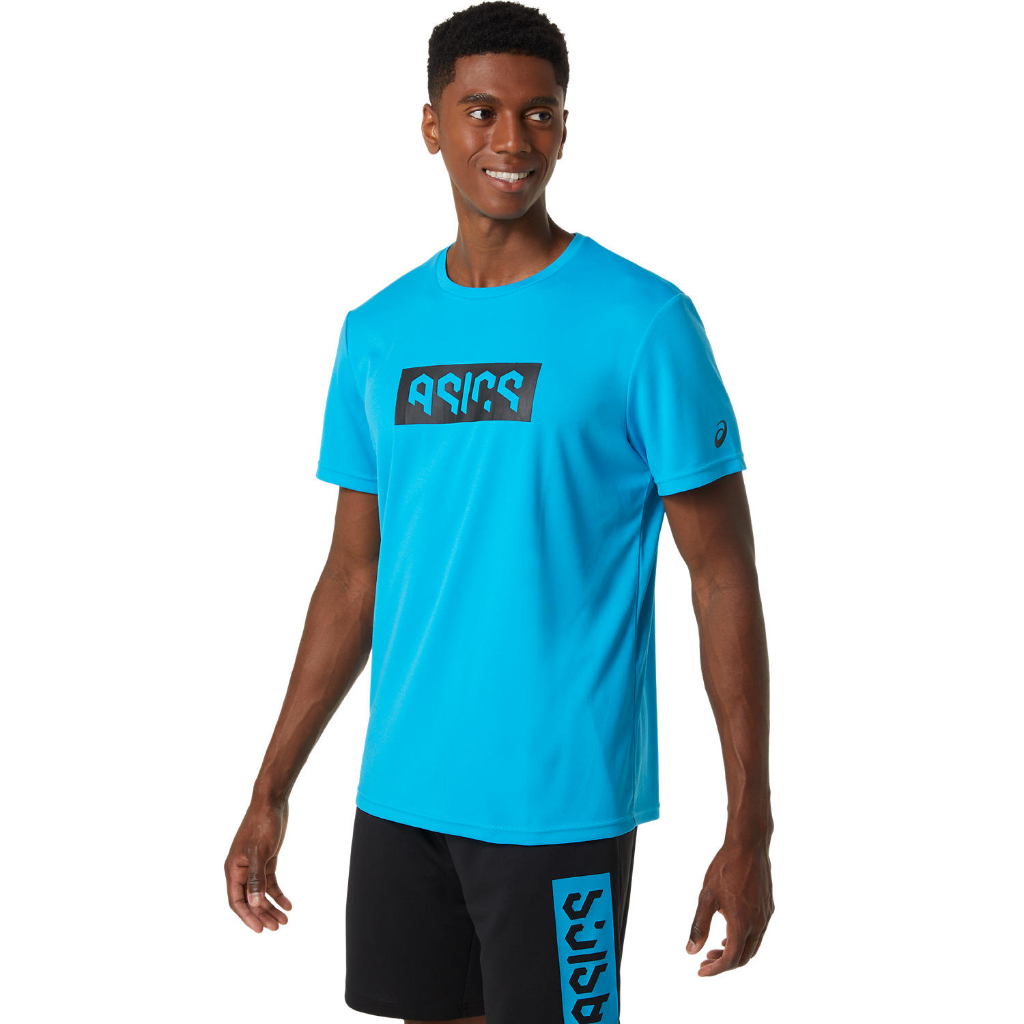 asics-asics-hex-graphic-dry-ss-tee-men-training-เสื้อ-ผู้ชาย-เสื้อ-เสื้อคอกลม-ของแท้-island-blue-performance-black