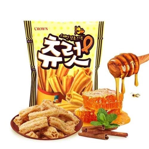 ขนมเกาหลี-crown-churros-84g-ชูโรส-ขนมอบกรอบปาท่องโก๋สเปน-84g