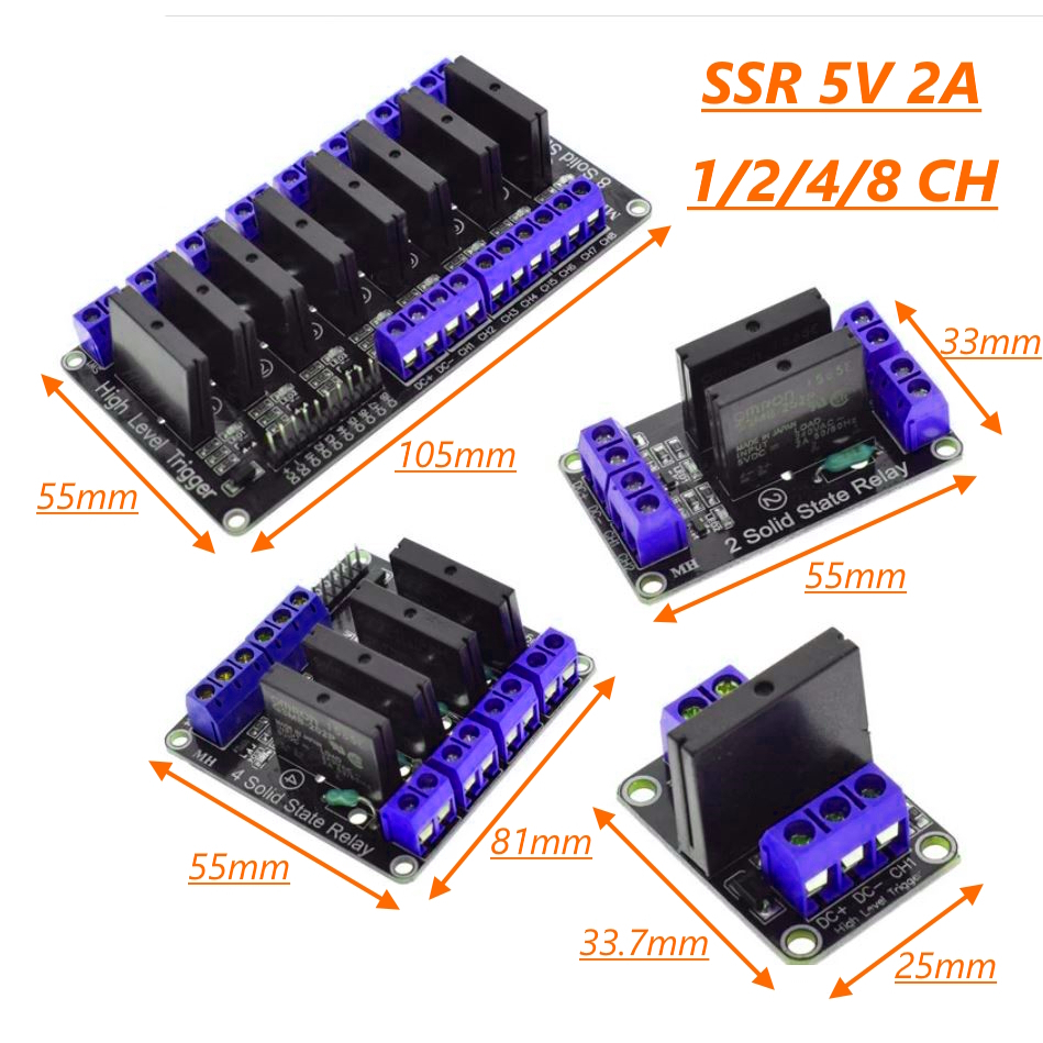 SSR Solid State Relay Module 1 ,2 ,4 ,8 ช่อง 250VAC 2A โซลิดสเตตรีเลย์ ...