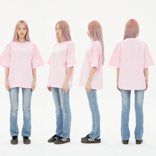 OV08 Pink เสื้อยืดสีชมพูอ่อน Cotton20 Oversize