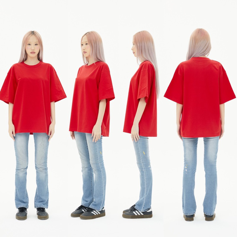 ov11-red-เสื้อยืดแดง-cotton20-oversize